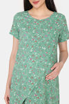 Coucou Maternity Woven Full Length Loungewear Dress With Front Zipper And Discreet Feeding - Forest Green — thumbnail 5